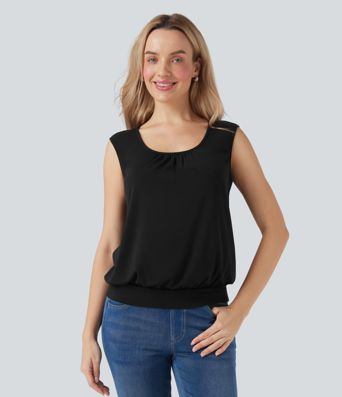 U-Neck Sleeveless Relaxed Casual Top