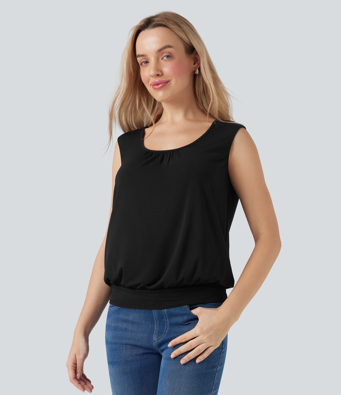 U-Neck Sleeveless Relaxed Casual Top