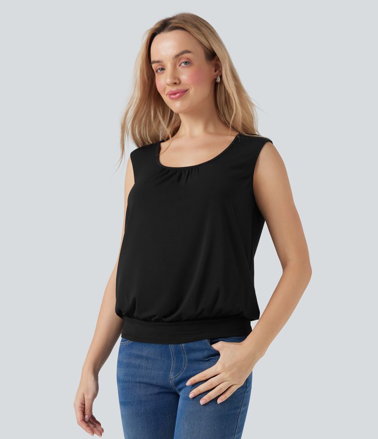 U-Neck Sleeveless Relaxed Casual Top