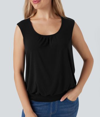 U-Neck Sleeveless Relaxed Casual Top