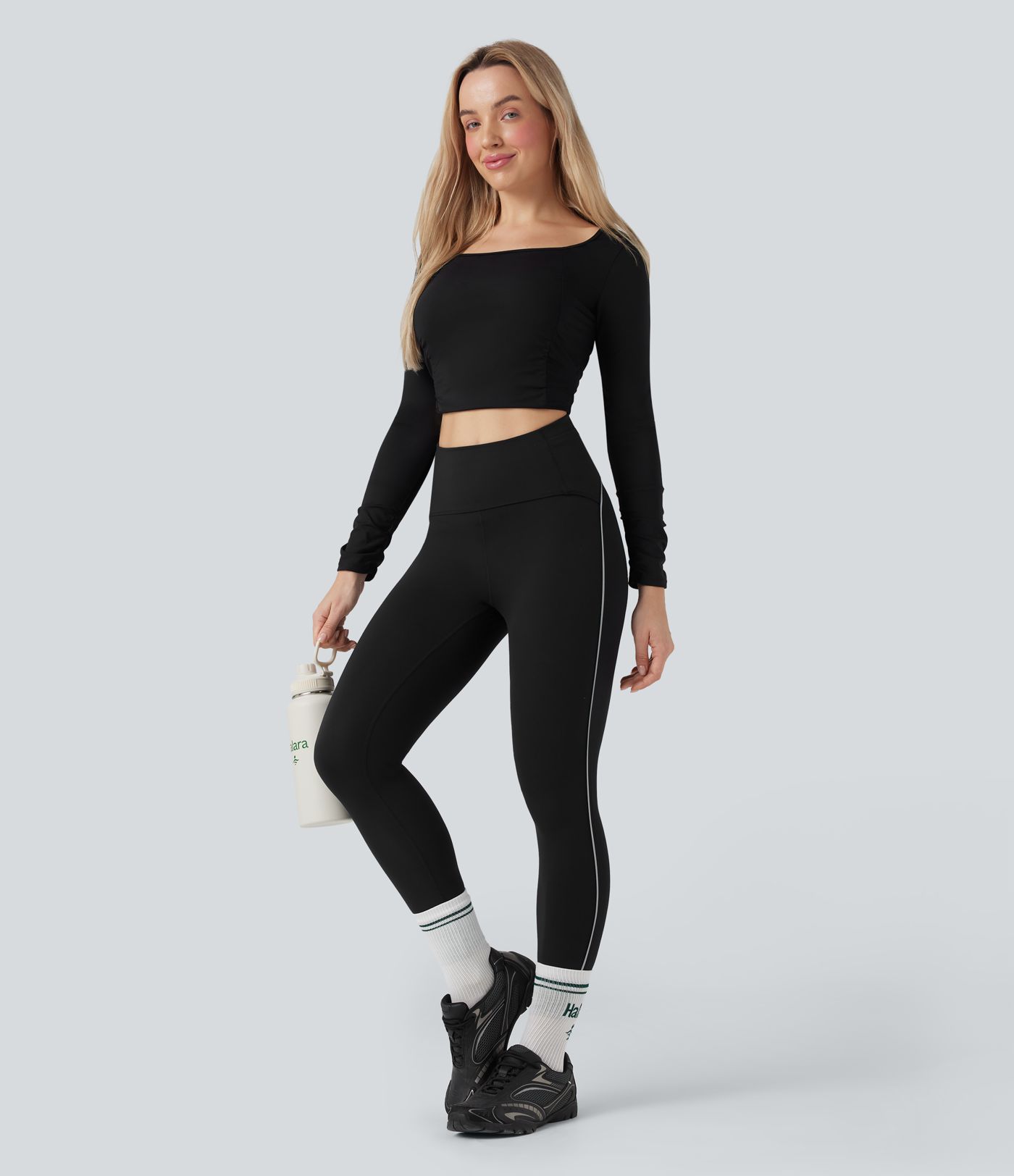 SoftlyZero™ Reflective High Waisted Tummy Control Hiking Leggings with Pockets-UPF50+