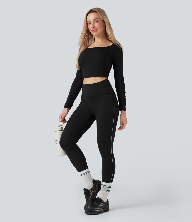 SoftlyZero™ Reflective High Waisted Tummy Control Hiking Leggings with Pockets-UPF50+