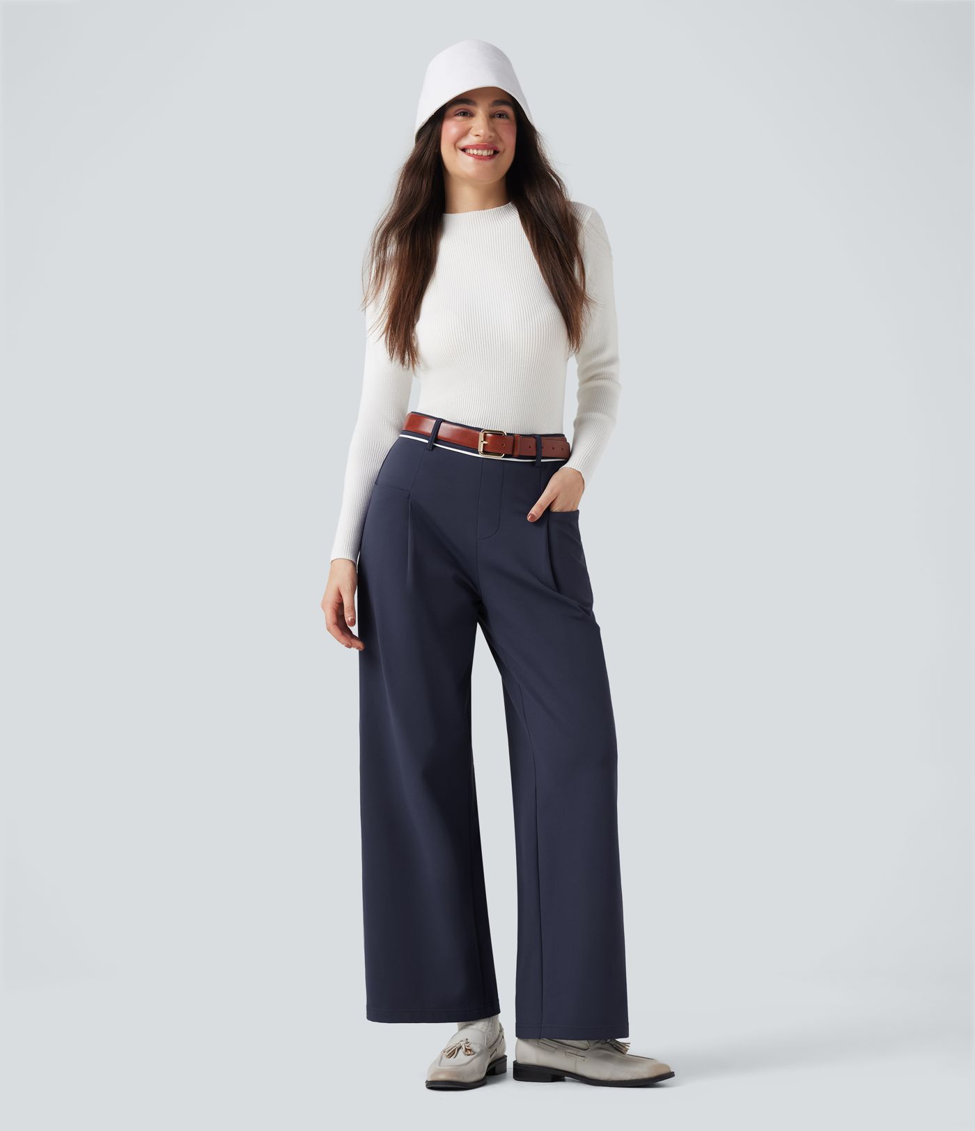 SoftlyZero™ Plush Thermal Mid Rise Straight Leg Work Trousers with Pockets