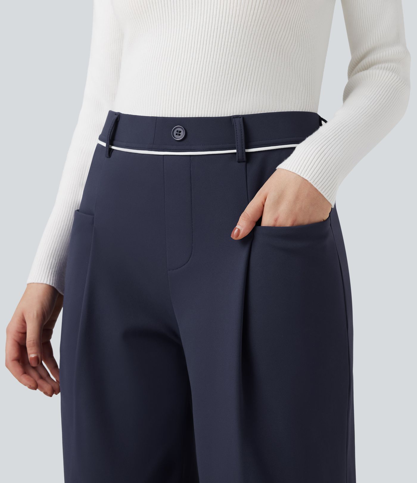 SoftlyZero™ Plush Thermal Mid Rise Straight Leg Work Trousers with Pockets