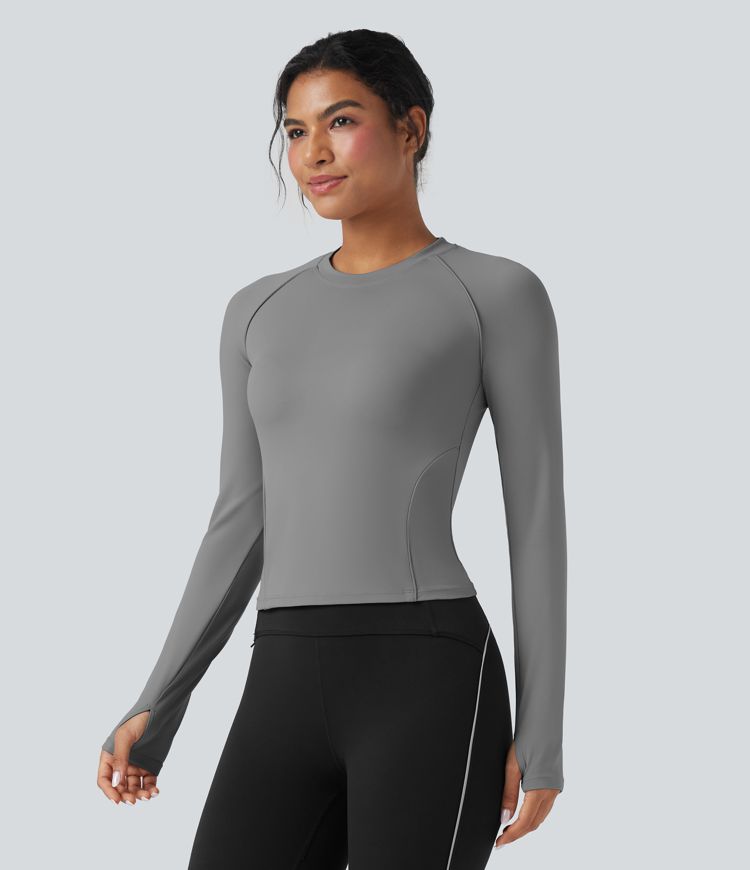 SoftlyZero™ Reflective Lines Long Sleeve Thumb Holes Hiking Sports Top-UPF50+