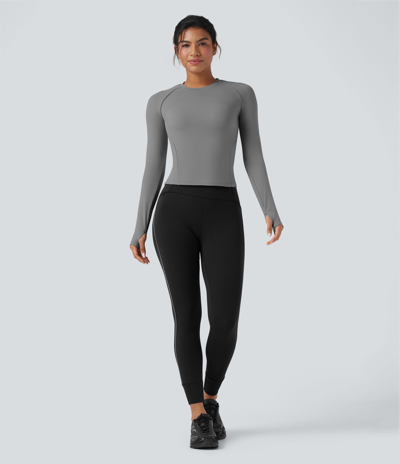 SoftlyZero™ Reflective Lines Long Sleeve Thumb Holes Hiking Sports Top-UPF50+