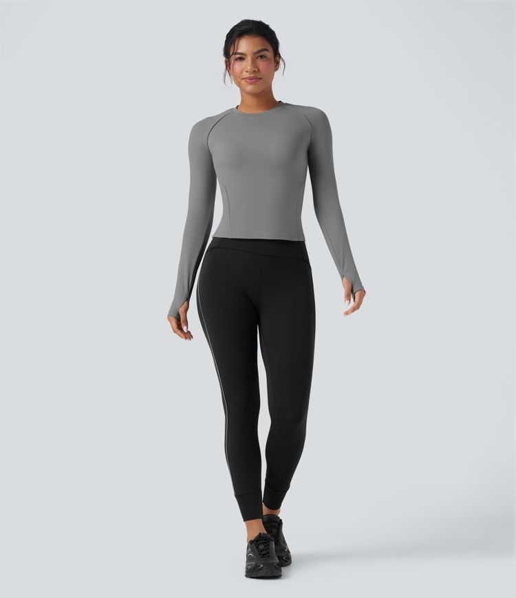 SoftlyZero™ Reflective Lines Long Sleeve Thumb Holes Hiking Sports Top-UPF50+