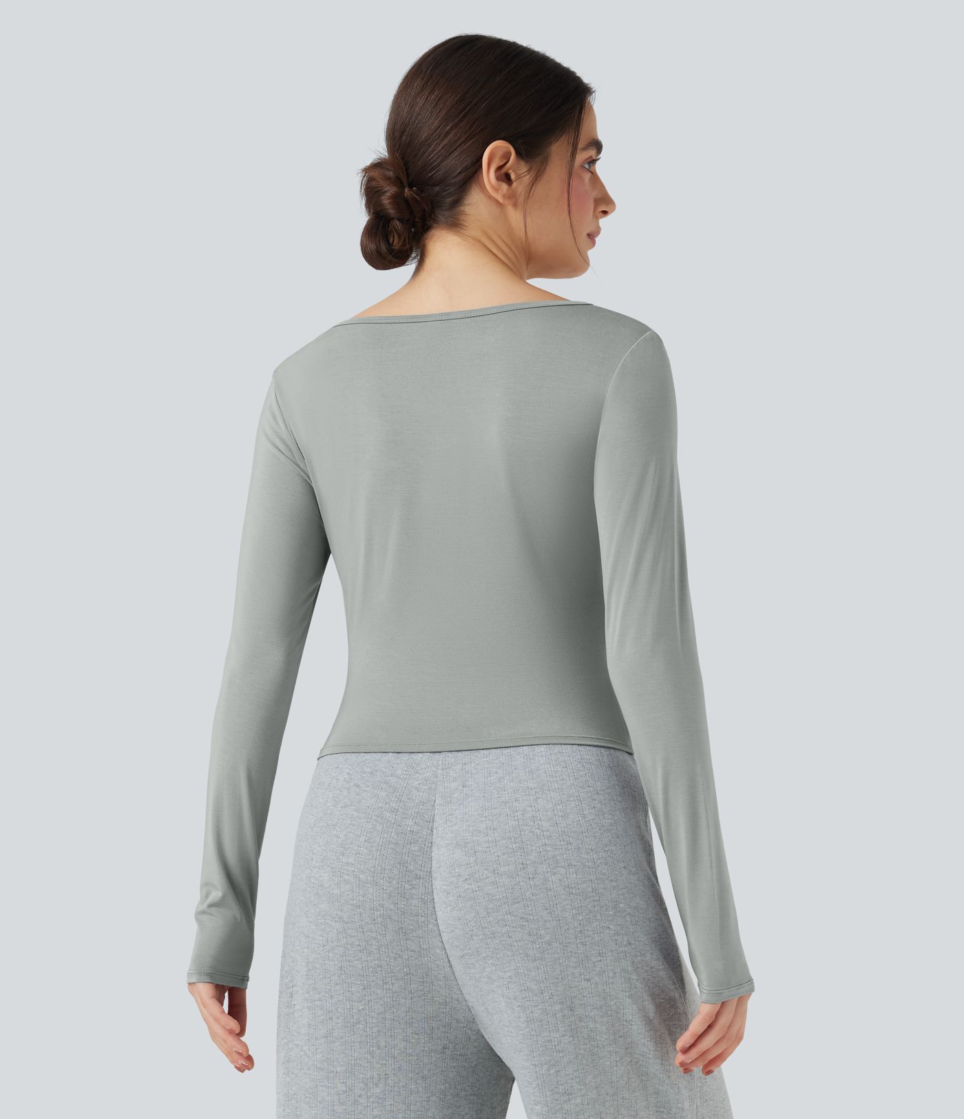 Lounge-Top mit Henley-Ausschnitt und langen Ärmeln