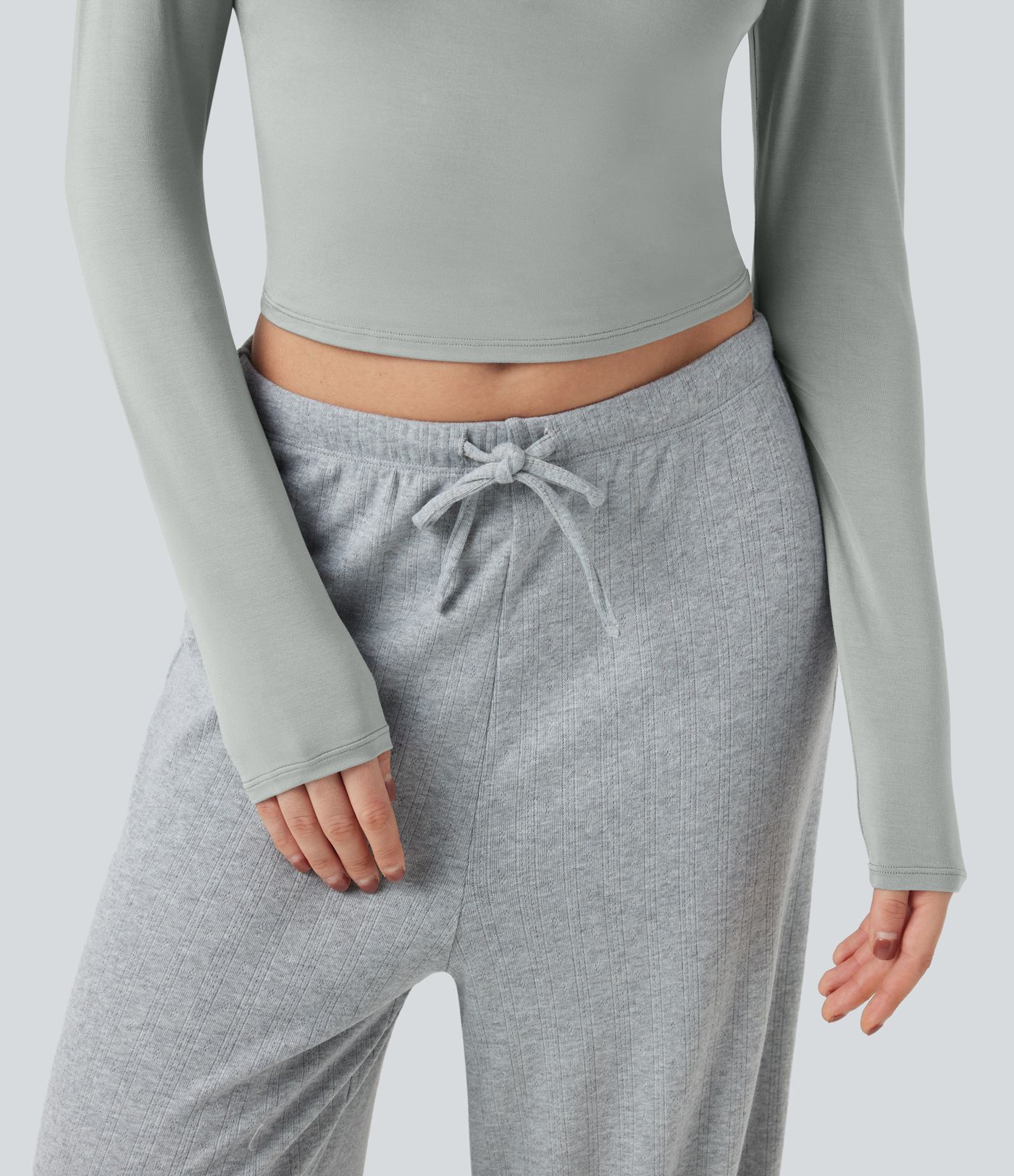 Lounge-Top mit Henley-Ausschnitt und langen Ärmeln