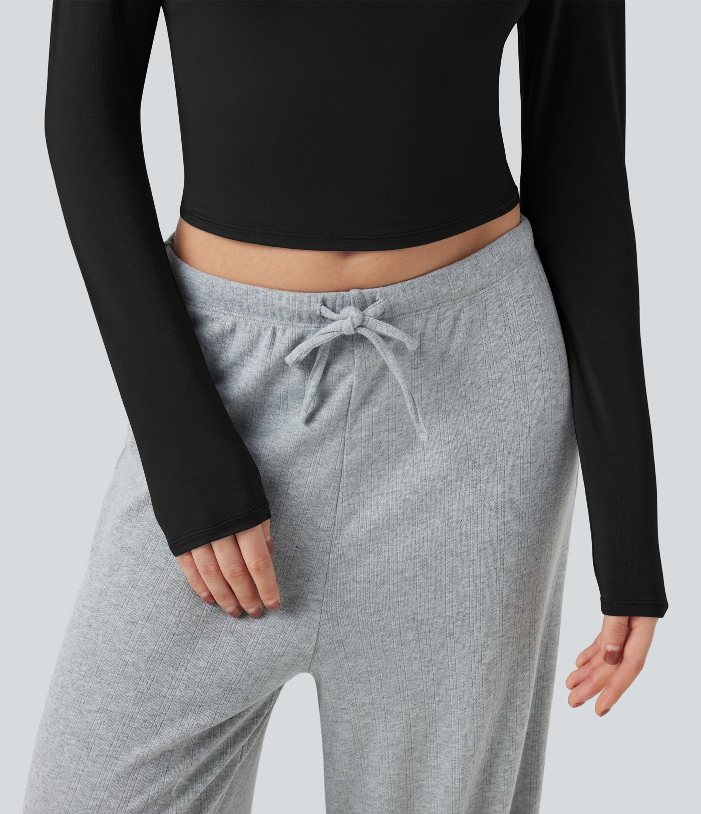 Lounge-Top mit Henley-Ausschnitt und langen Ärmeln