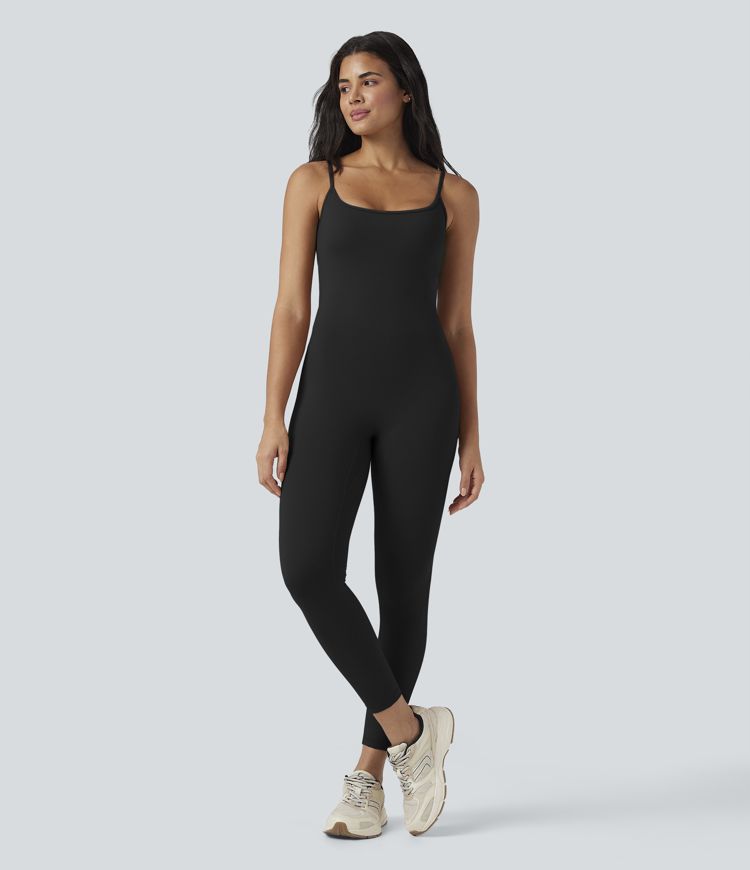 Black SoftlyZero™ Airy U Neck InstantCool Yoga Jumpsuit-Easy Peezy Edition / 1