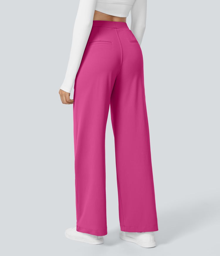High Waisted Pocket Straight Leg Work Pants