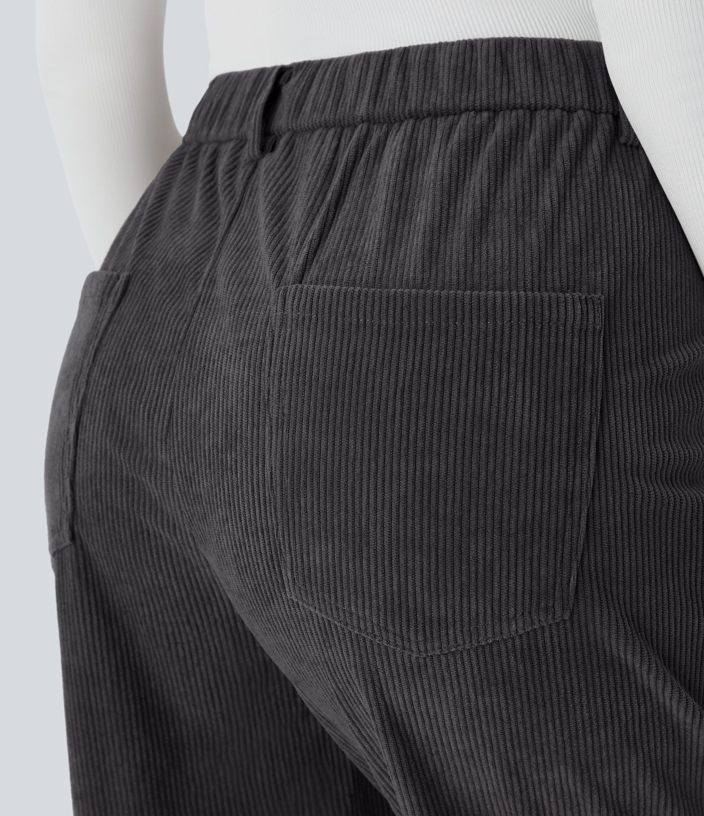 Mid Rise Zipper Pockets Corduroy Casual Joggers