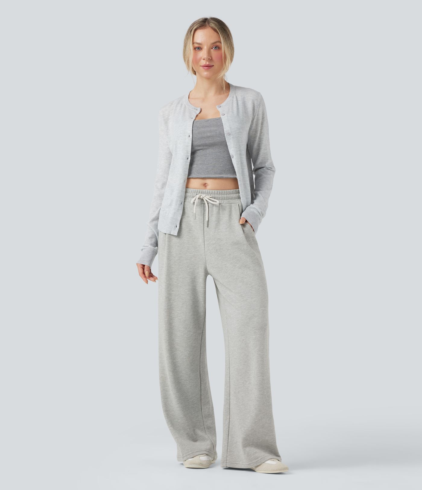 Mid Rise Drawstring Casual Cotton Pants with Pockets