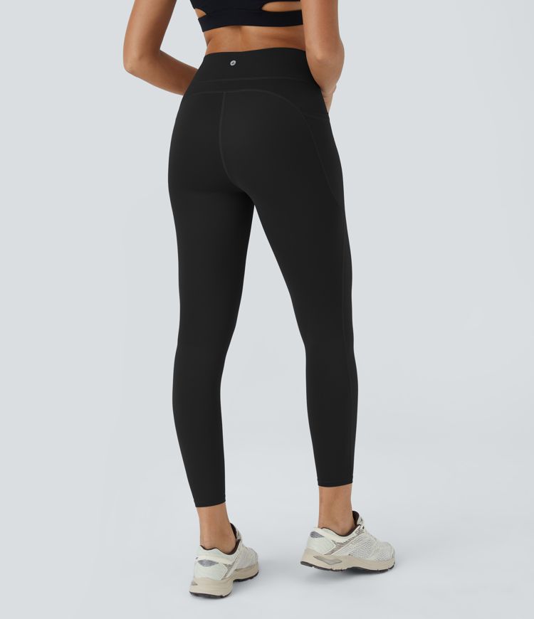 SoCinched High Waisted Tummy Control Side Pocket Training 7/8 Leggings