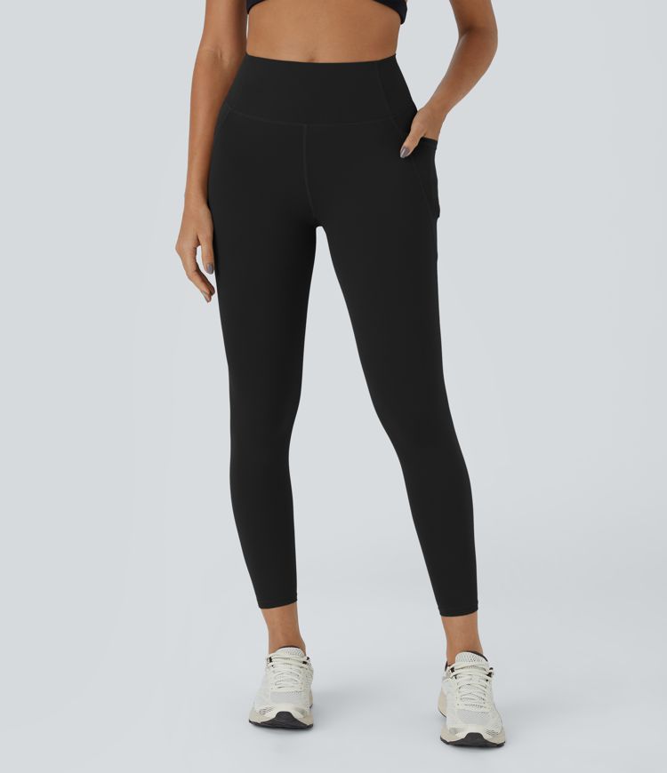 SoCinched High Waisted Tummy Control Side Pocket Training 7/8 Leggings