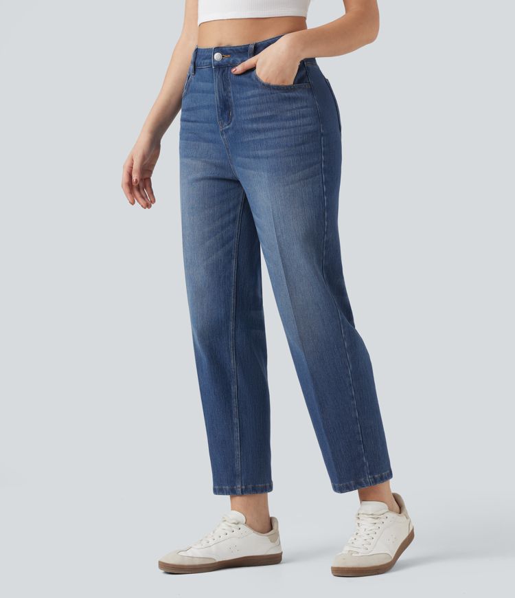 Halara Flex™ High Waisted 7/8 Straight Leg Casual Jeans with Pockets