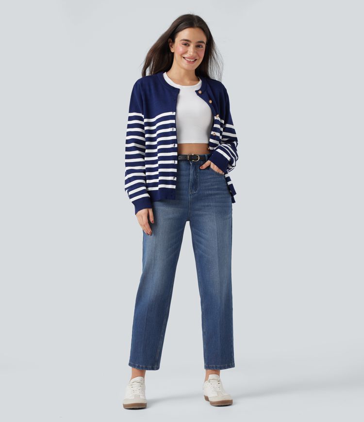 Halara Flex™ High Waisted 7/8 Straight Leg Casual Jeans with Pockets