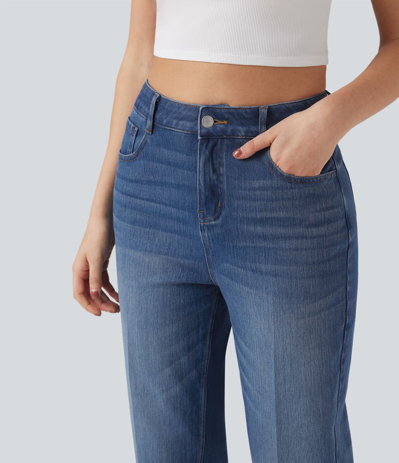 Jean droit 7/8 Halara Flex™ taille haute avec poches