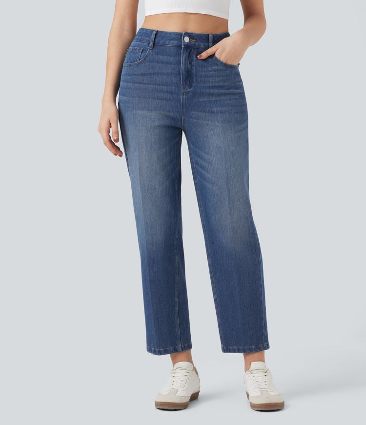 Halara Flex™ High Waisted 7/8 Straight Leg Casual Jeans with Pockets
