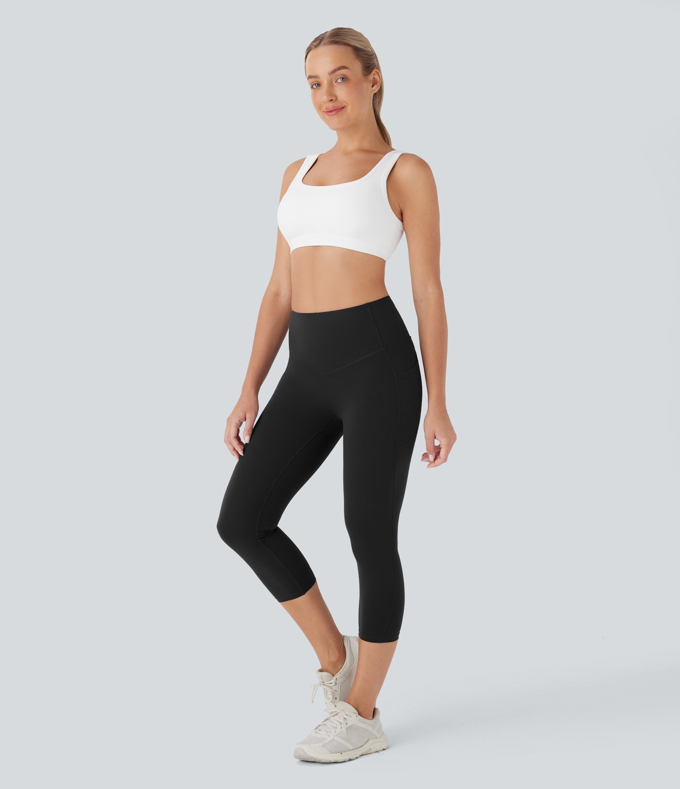 Halara UltraSculpt™ High Waisted Butt Lifting Tummy Control Shaping Capri Tights Women Active Scrunch Leggings with Pockets