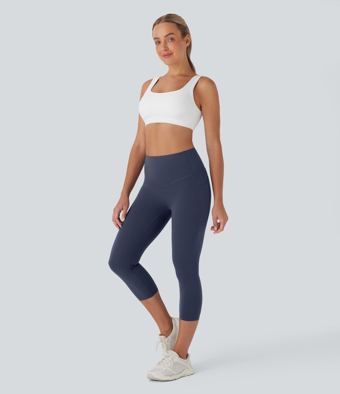 Halara UltraSculpt™ SoCinched Aukšto juosmens klubų pakėlimo, pilvo kontrolės, kišenėlės ir formos treniruočių tamprės