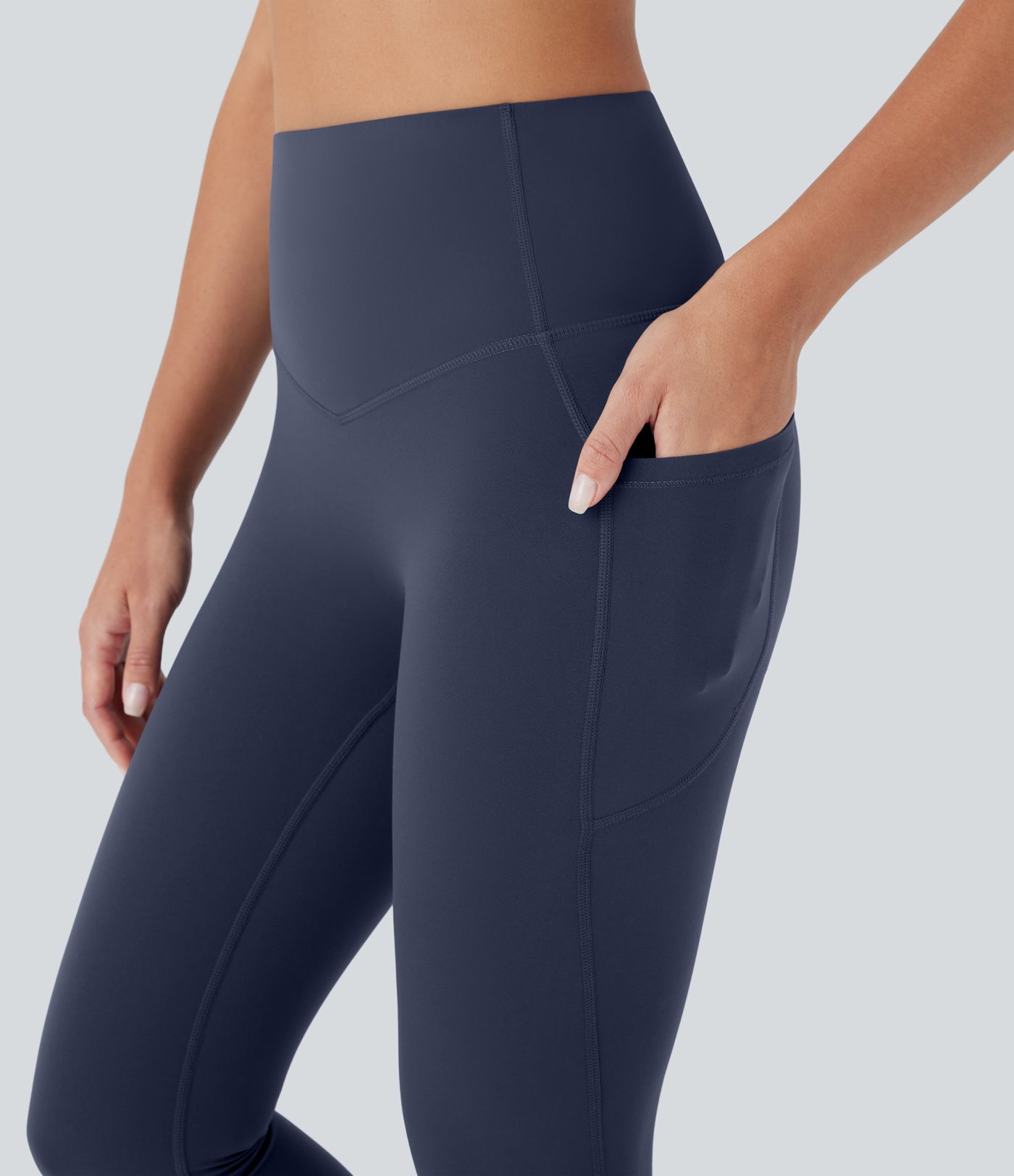 Halara UltraSculpt™ SoCinched Aukšto juosmens klubų pakėlimo, pilvo kontrolės, kišenėlės ir formos treniruočių tamprės