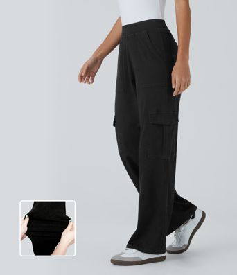 Halara Flex™ Mid Rise Pockets Straight Leg Casual Cargo Jeans