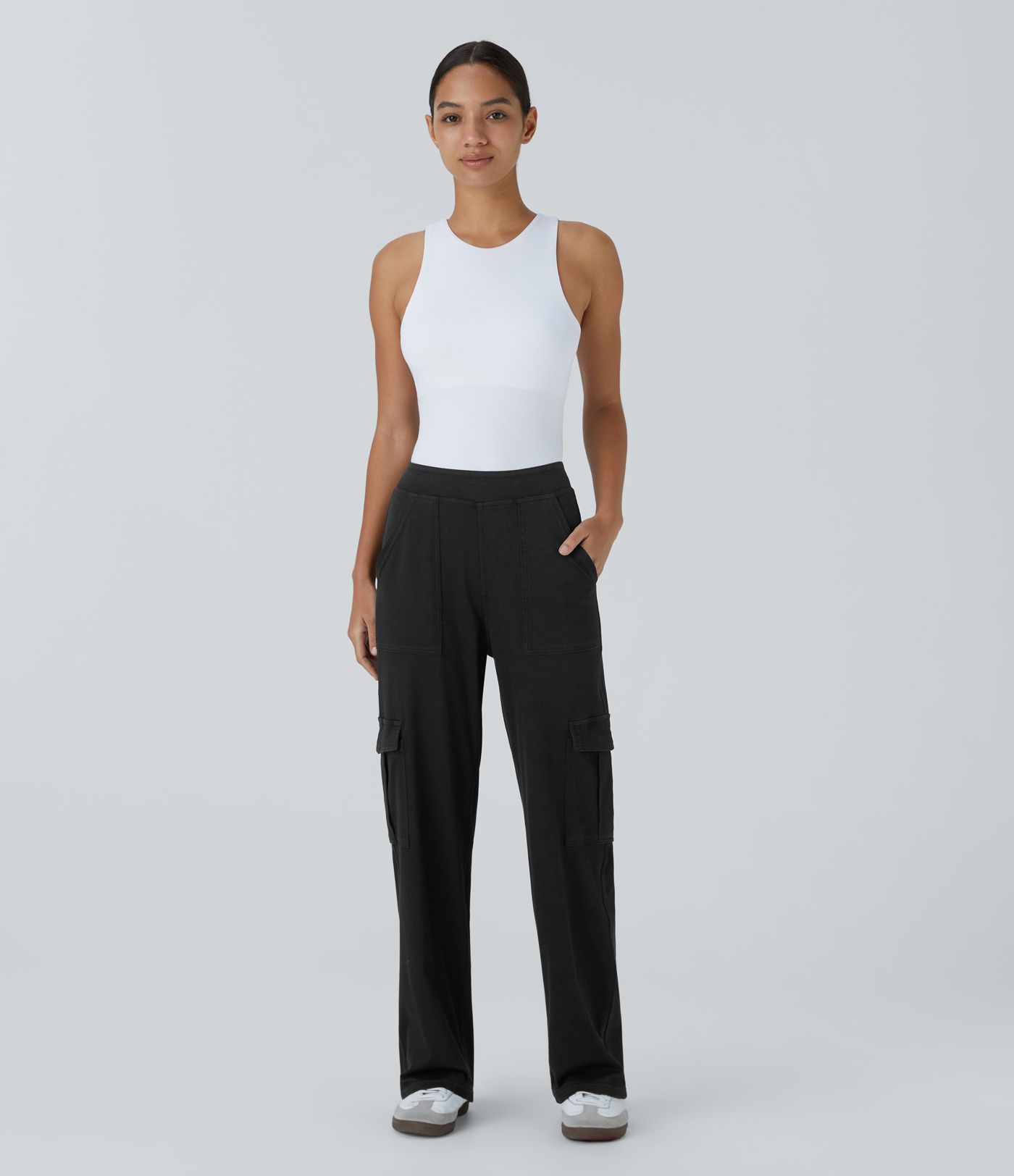 Halara Flex™ Mid Rise Pockets Straight Leg Casual Cargo Jeans