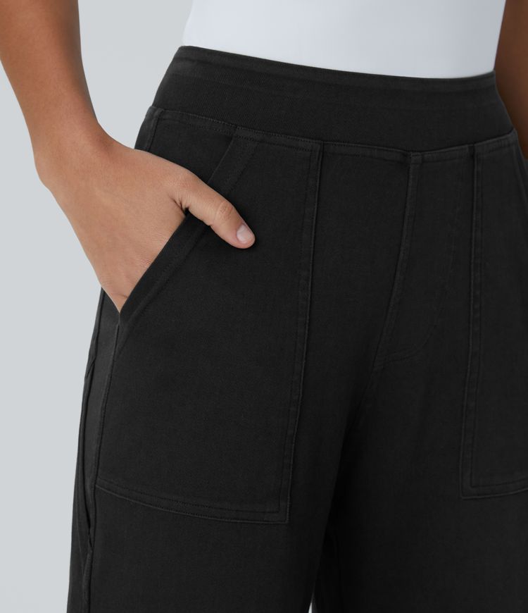 Halara Flex™ Taille Mi-Haute Multiples Poches Jambe Droite Jean Cargo Décontracté Extensible