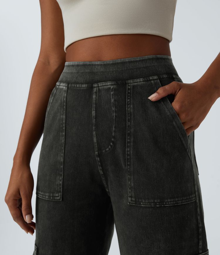 Halara Flex™ Mid Rise Pockets Straight Leg Casual Cargo Jeans