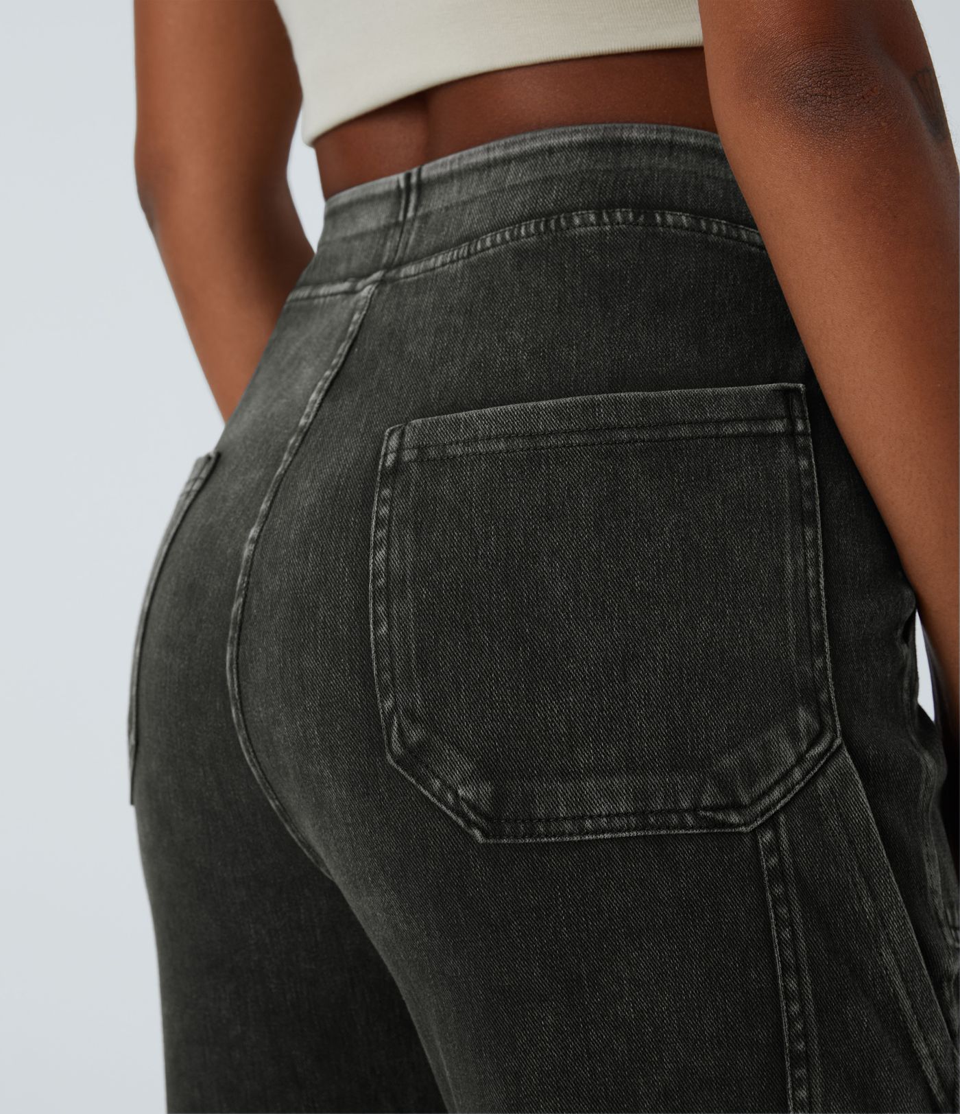 Halara Flex™ Mid Rise Pockets Straight Leg Casual Cargo Jeans