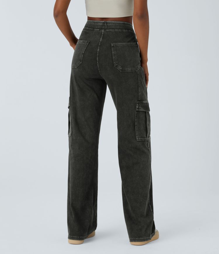 Halara Flex™ Mid Rise Pockets Straight Leg Casual Cargo Jeans