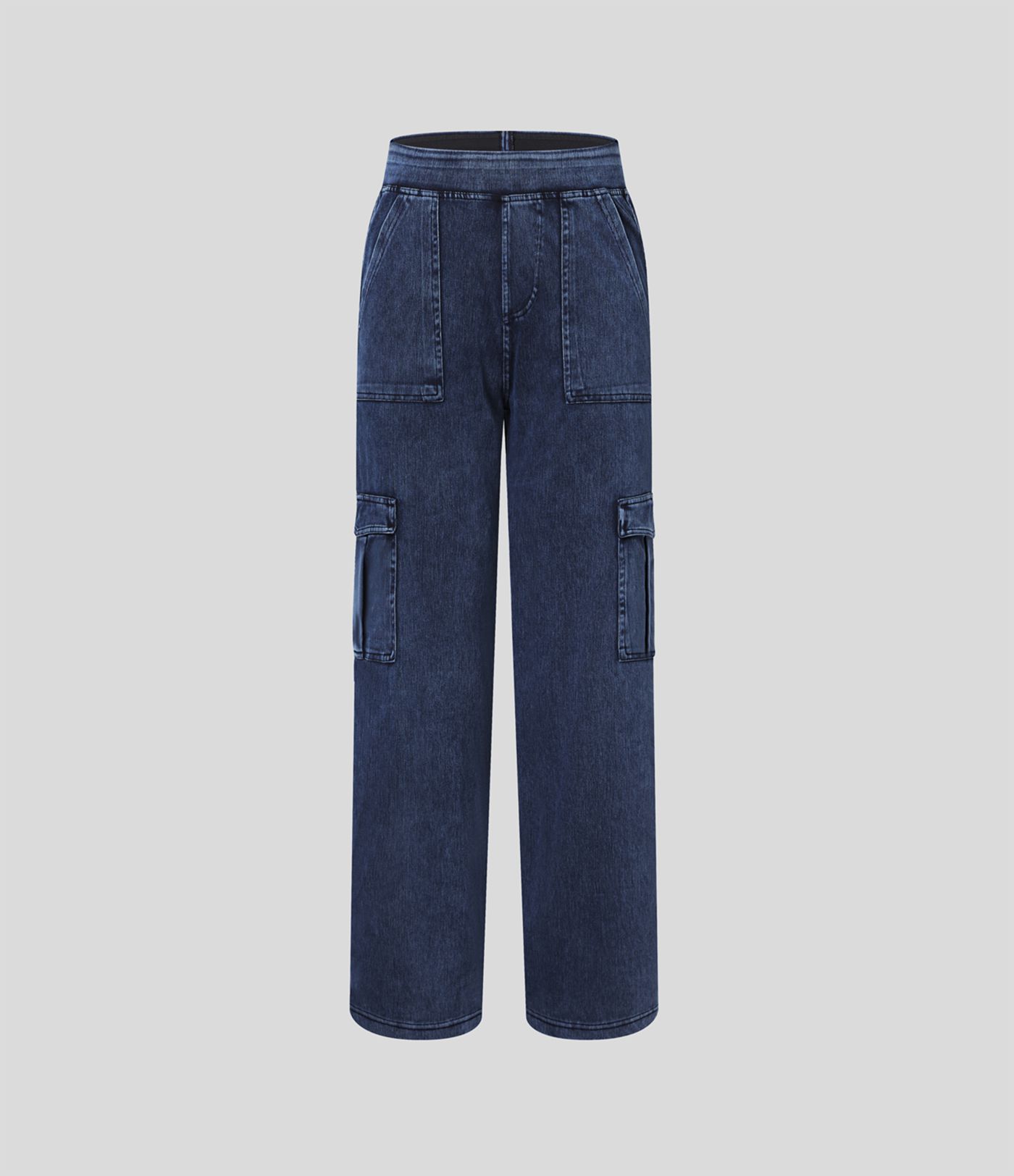 Jeans Halara Flex™ Denim cargo elástico pierna recta múltiple bolsillo tiro medio