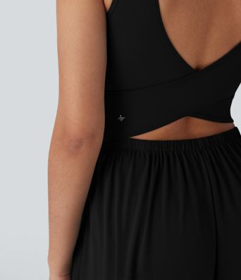 SoftlyZero™ Airy Wide Leg  Yoga Jumpsuit with Pockets-Easy Peezy