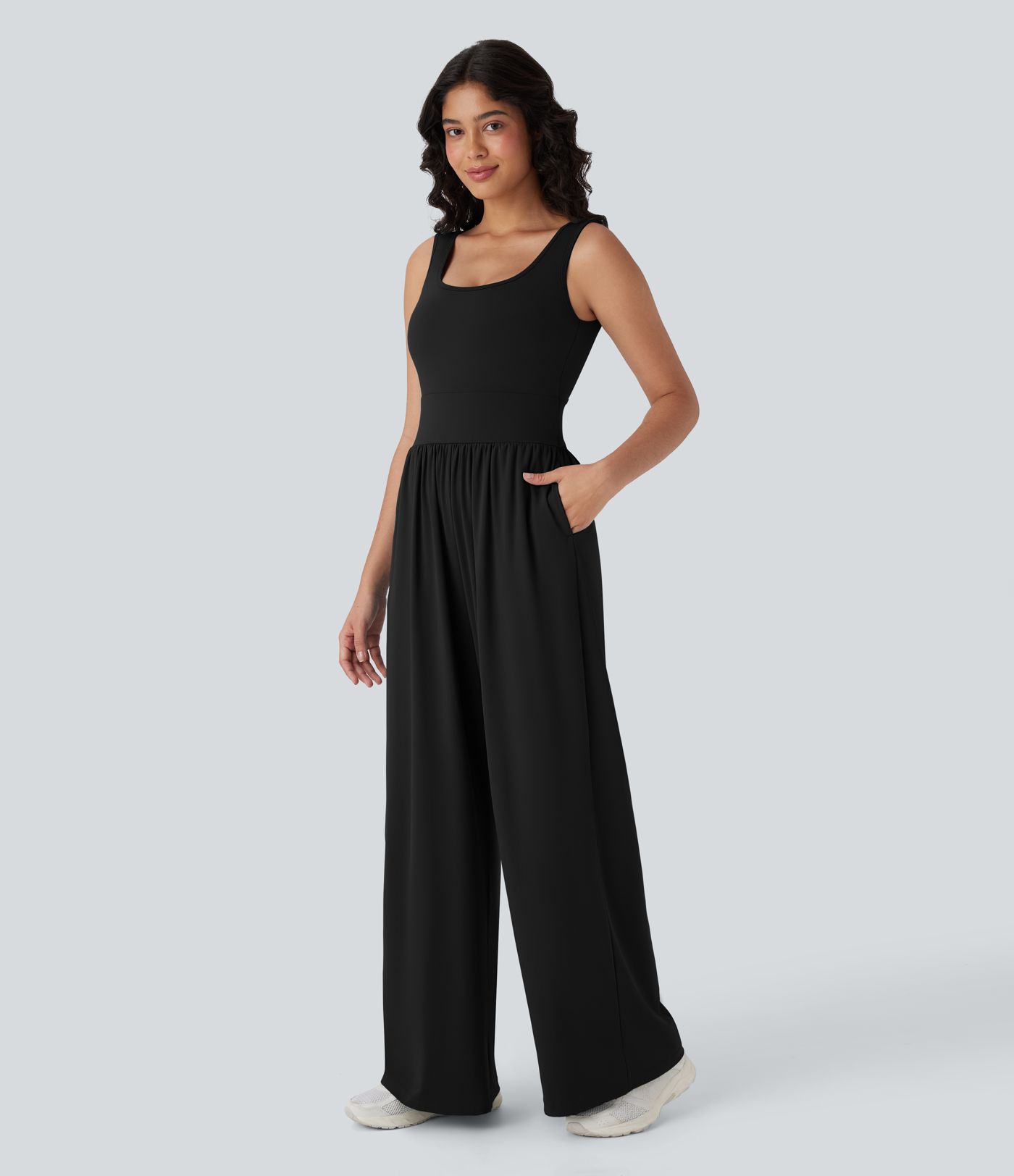 SoftlyZero™ Airy Wide Leg  Yoga Jumpsuit with Pockets-Easy Peezy
