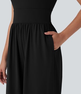 SoftlyZero™ Airy Wide Leg  Yoga Jumpsuit with Pockets-Easy Peezy