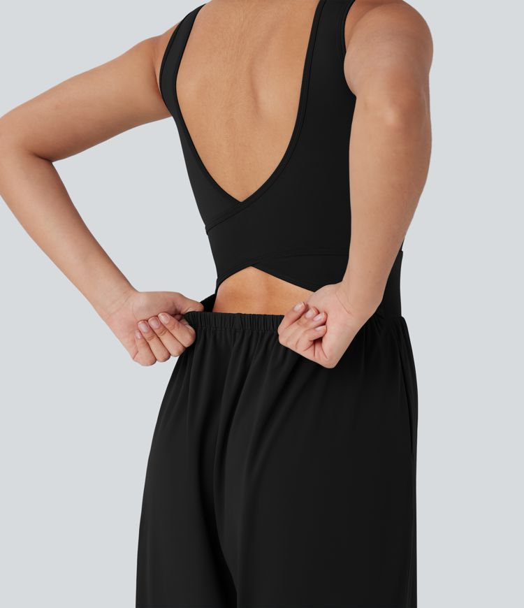 SoftlyZero™ Airy Wide Leg  Yoga Jumpsuit with Pockets-Easy Peezy