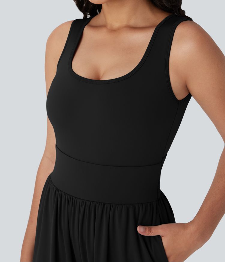 SoftlyZero™ Airy Wide Leg  Yoga Jumpsuit with Pockets-Easy Peezy