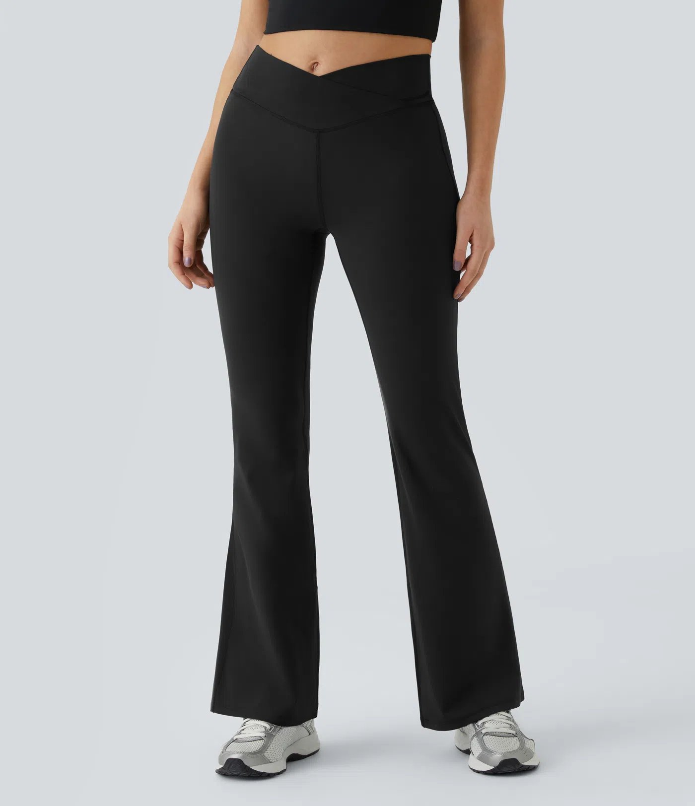 High Waisted Crossover Flare Yoga Leggings