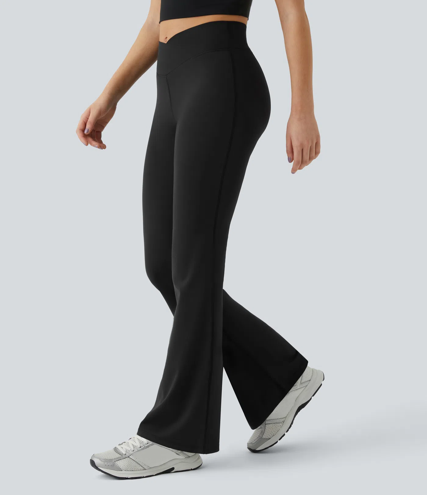 High Waisted Crossover Flare Yoga Leggings