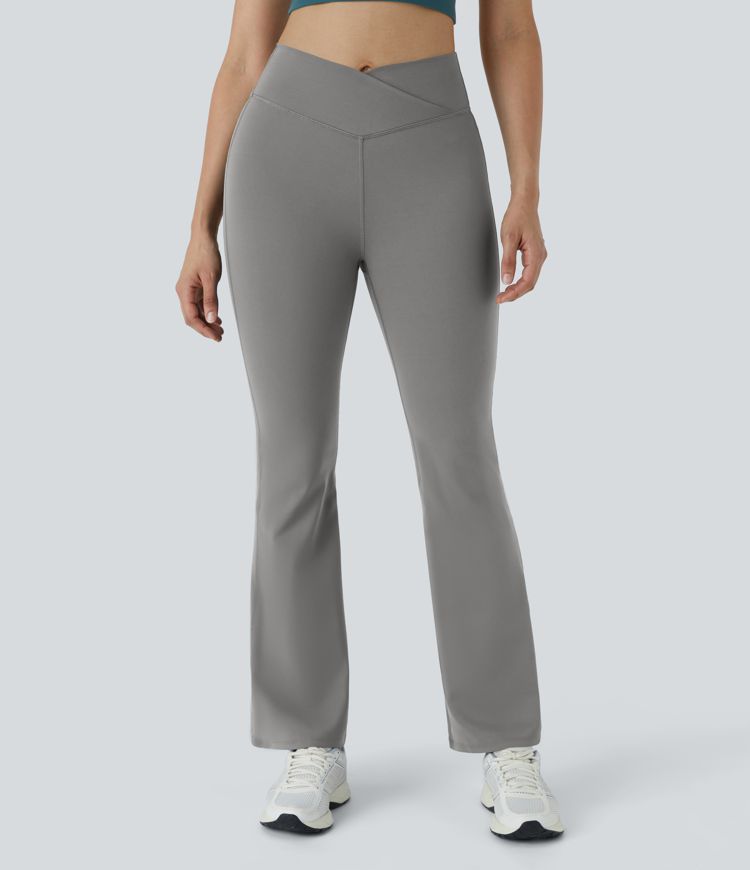High Waisted Crossover Flare Yoga Leggings