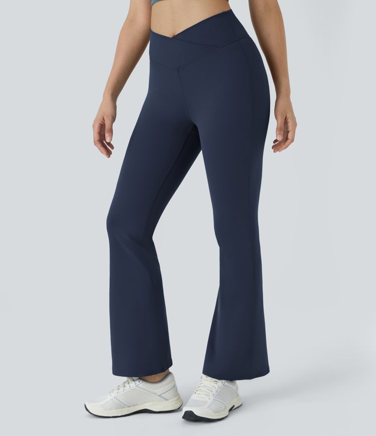 High Waisted Crossover Flare Yoga Leggings
