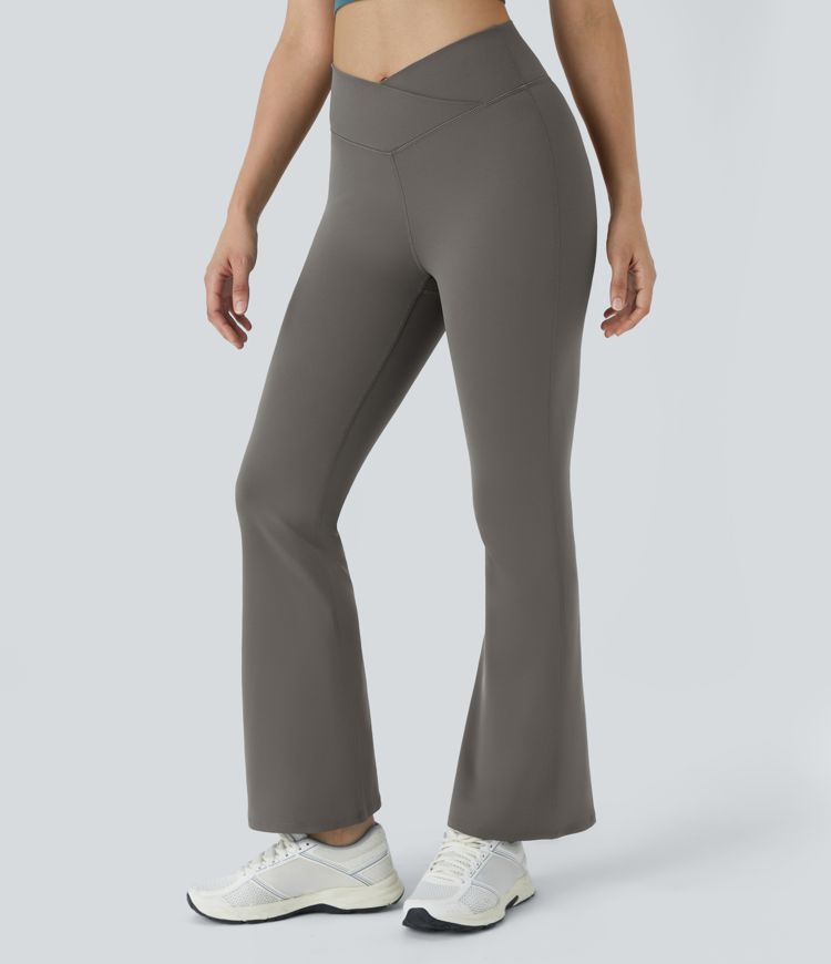 High Waisted Crossover Flare Yoga Leggings