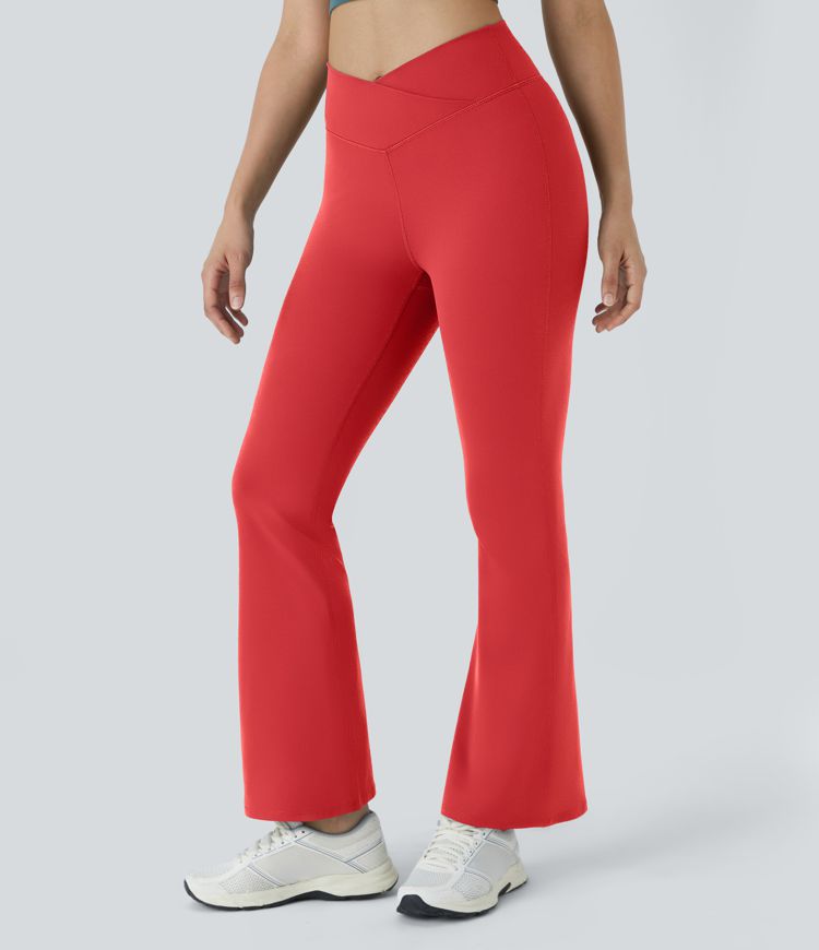 High Waisted Crossover Flare Yoga Leggings
