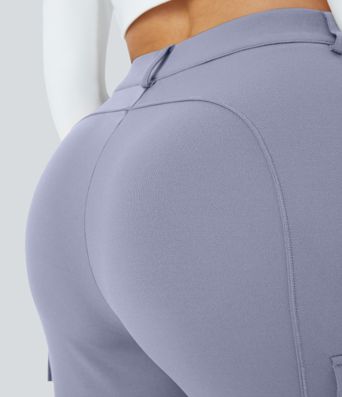 DayStretch High Waisted Zipper Pockets Solid Skinny Cargo Trousers