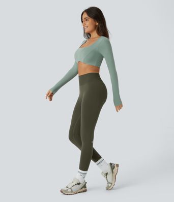 OneForm Seamless Flow Mid Rise Tummy Control Butt Lifting Yoga Leggings