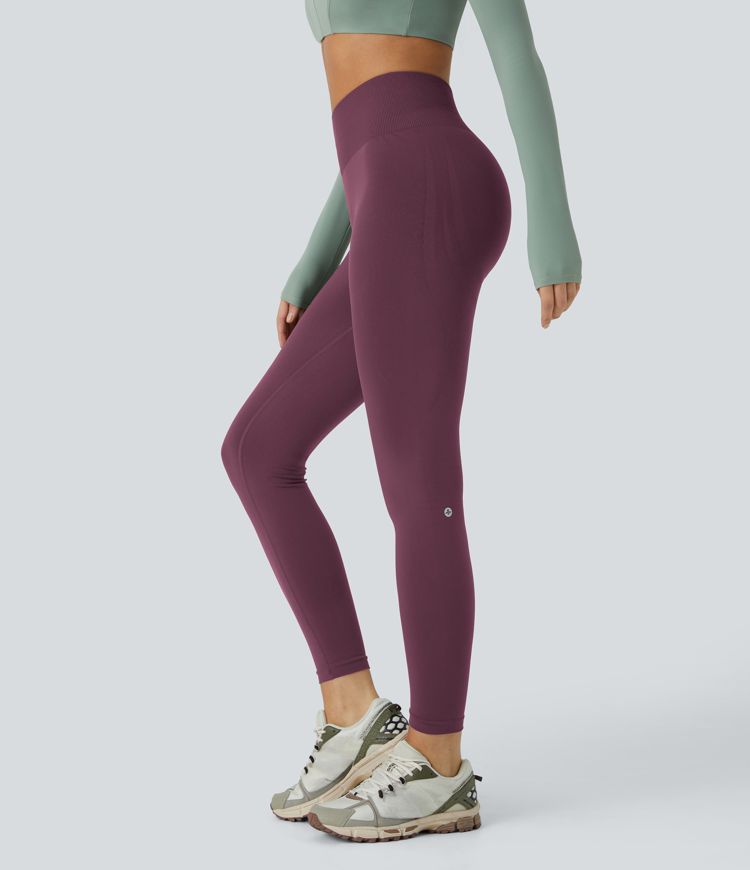 Seamless Flow Mid Rise Tummy Control Butt Lifting Yoga Leggings
