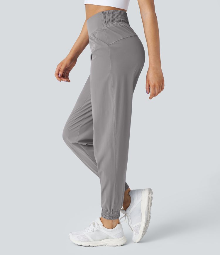 High Waisted Elastic Waistband Hiking Joggers