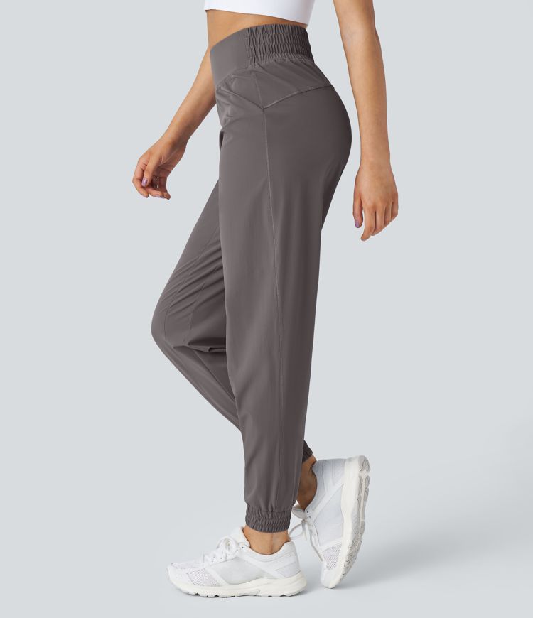 High Waisted Elastic Waistband Hiking Joggers
